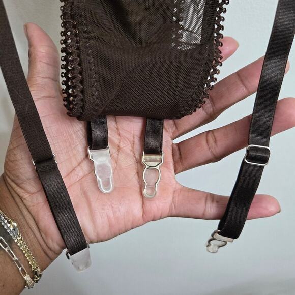 NWT Frederick's of Hollywood Lola Brown Mesh Long-Sleeve Lace-Up Bodysuit Size M - Picture 6 of 12